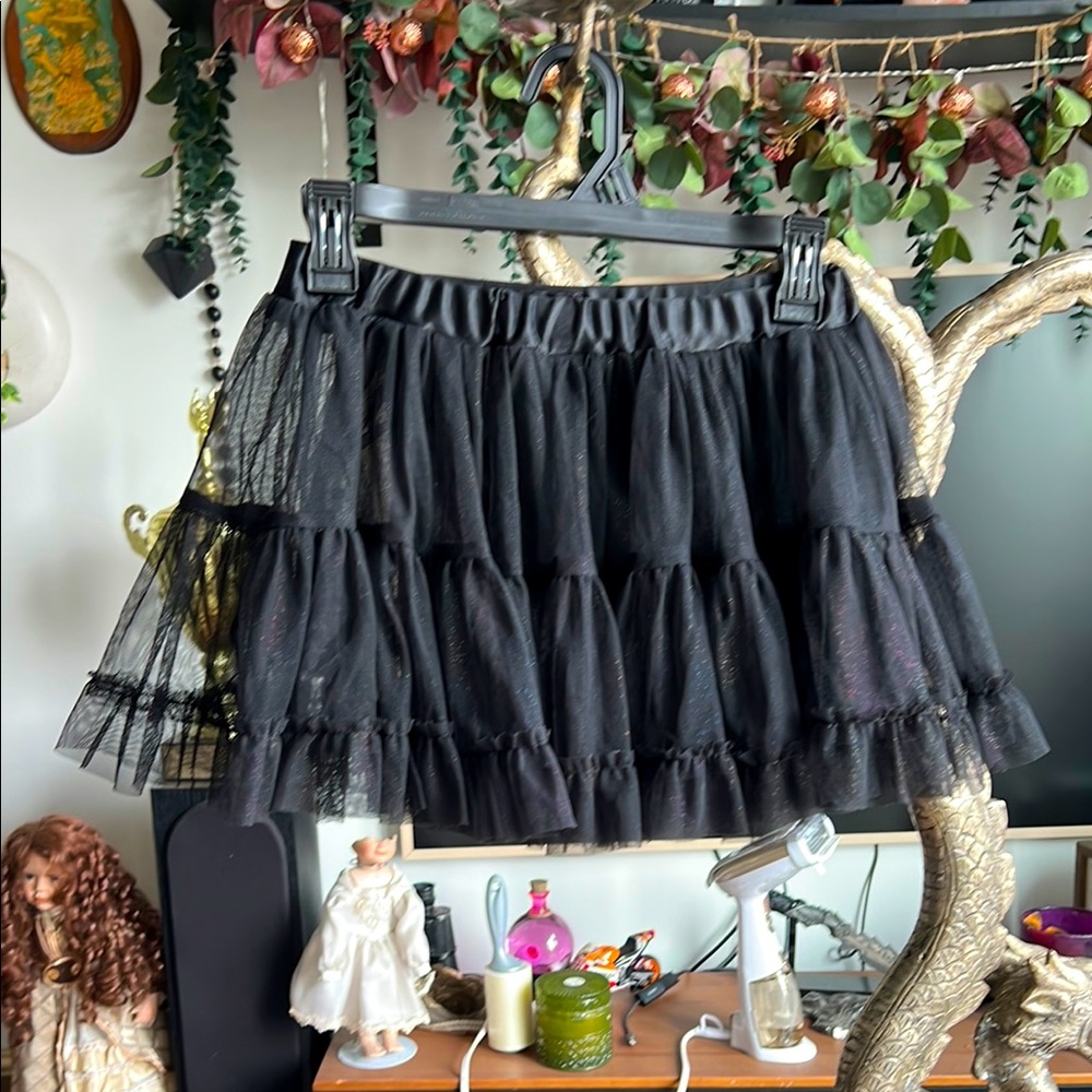 Abbey Dawn Black Tiered Mini Skirt